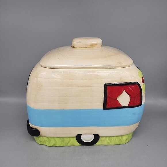 Kellie Montana Cookie Jar Camper Trailer Retro Design White Blue White - Picture 4 of 9